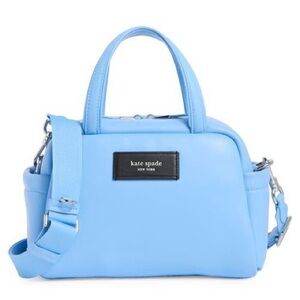 ♠️ Kate Spade Puffed Smooth Leather Satchel Crossbody Bag Astral Blue NEW NWOT